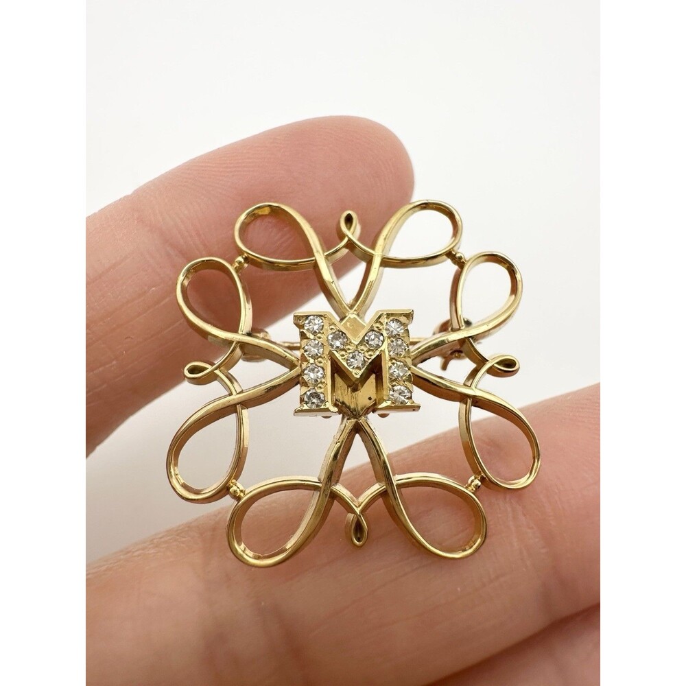 Vintage AVON Tested 10k Yellow Gold Genuine Diamond Pin Brooch